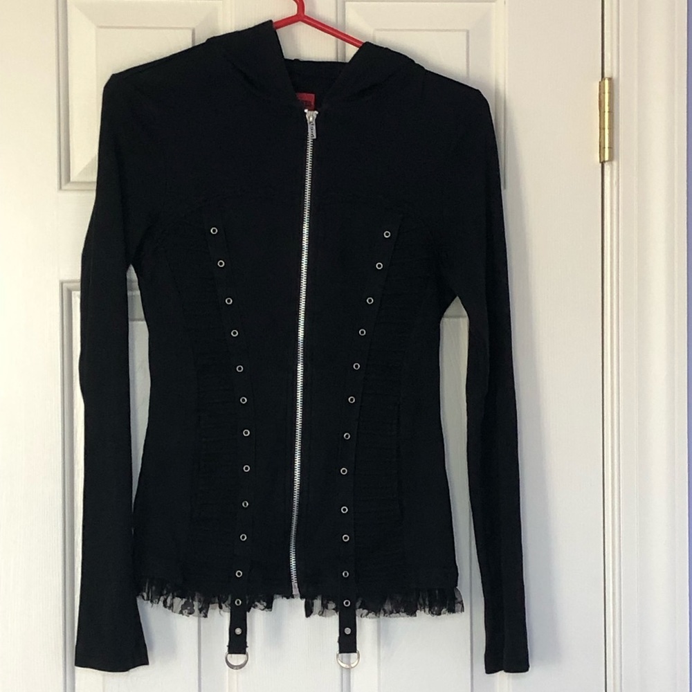 Royal Bones Riveted Gothic Hoodie in Black